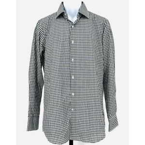 STACY ADAMS Black & White Gingham Button Down Dress Shirt Men's Medium 15.5‎